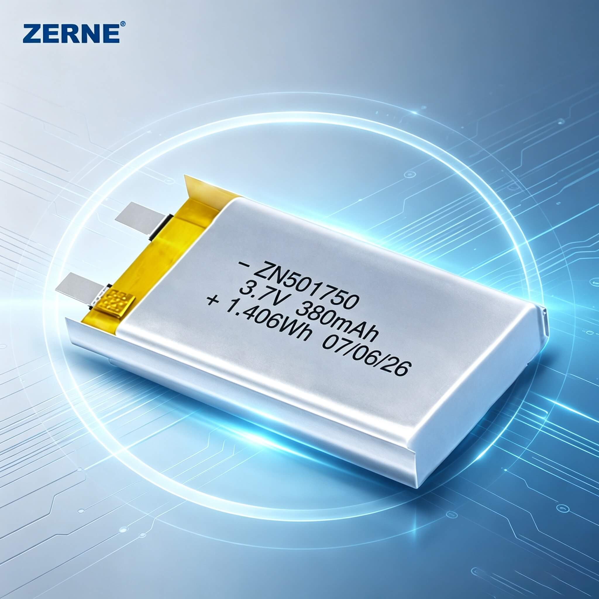 3.7V 380mAh Lithium Polymer Rechargeable Battery 501750 